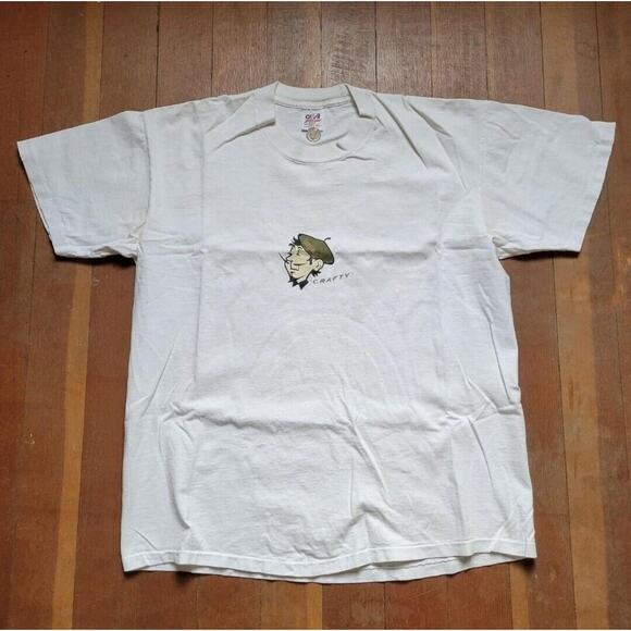 Vtg 90s Mossimo Moss Artist T Shirt White Large Stussy Rusty Angel Devil - Picture 1 of 4